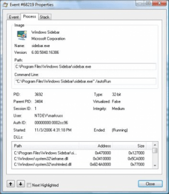 Capture d'écran de l'application Microsoft Sysinternals Process Monitor - #1