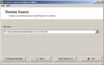 Capture d'écran de l'application Outlook Express Backup Toolbox - #7
