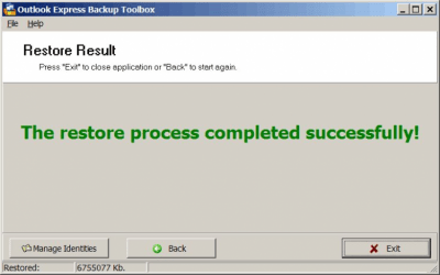 Capture d'écran de l'application Outlook Express Backup Toolbox - #9