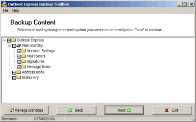 Capture d'écran de l'application Outlook Express Backup Toolbox - #10