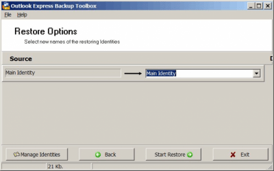Capture d'écran de l'application Outlook Express Backup Toolbox - #11