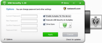 Capture d'écran de l'application USB Security - #1