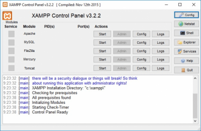 Capture d'écran de l'application XAMPP pour Windows - #1