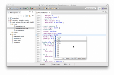 Capture d'écran de l'application Eclipse PHP Development Tools - #2