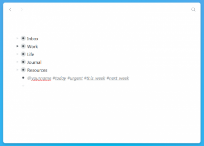 Capture d'écran de l'application WorkFlowy pour Windows - #3