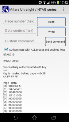 Capture d'écran de l'application RFID NFC Tool - #3