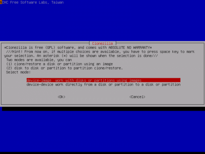 Capture d'écran de l'application Clonezilla - #6