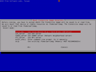 Capture d'écran de l'application Clonezilla - #7