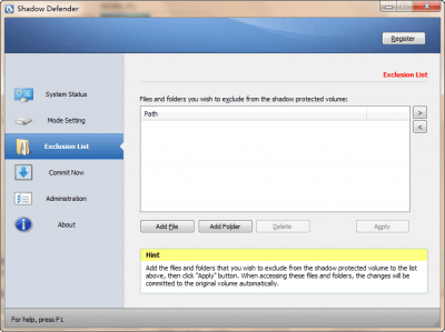 Capture d'écran de l'application Shadow Defender - #3