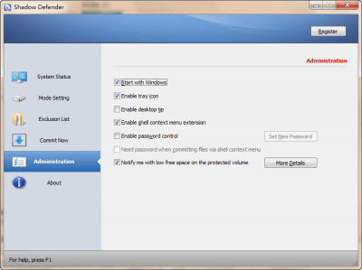 Capture d'écran de l'application Shadow Defender - #5