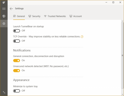 Capture d'écran de l'application TunnelBear - #3