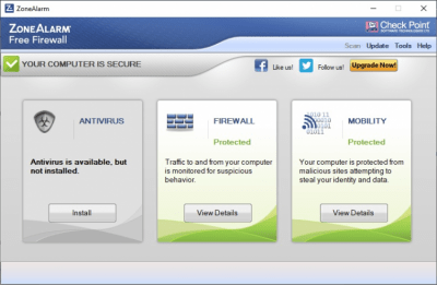 Capture d'écran de l'application ZoneAlarm Free Firewall - #1