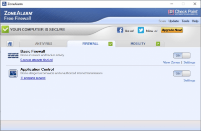 Capture d'écran de l'application ZoneAlarm Free Firewall - #2