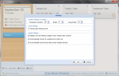 Capture d'écran de l'application TeamViz Lite (PomodoroApp) - #3