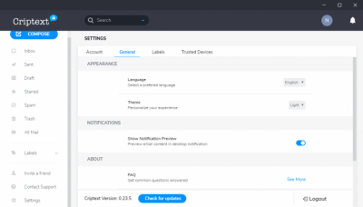 Capture d'écran de l'application Criptext - #4