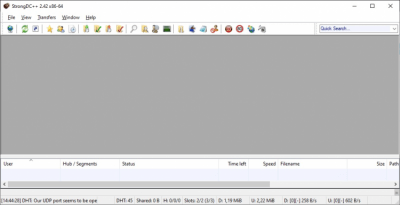 Capture d'écran de l'application StrongDC++ - #1