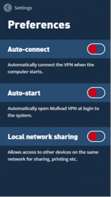 Capture d'écran de l'application Mullvad VPN - #4
