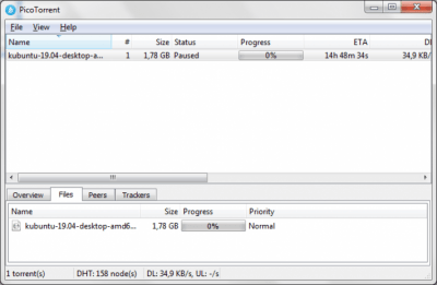 Capture d'écran de l'application PicoTorrent - #2