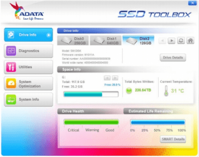 Capture d'écran de l'application ADATA SSD ToolBox - #1