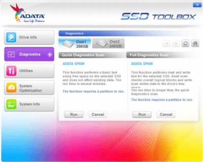 Capture d'écran de l'application ADATA SSD ToolBox - #2
