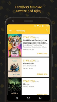 Capture d'écran de l'application Repertuar kin 2020 - filmy, zwiastuny, ranking - #4