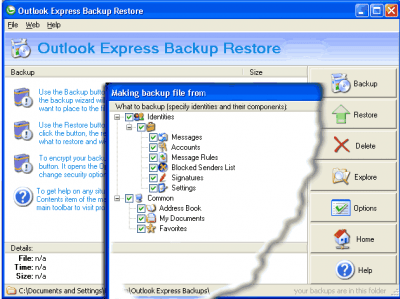 Capture d'écran de l'application Outlook Express Backup Restore - #1