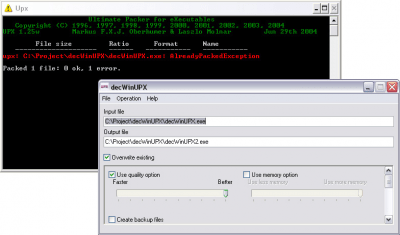 Capture d'écran de l'application decWinUPX v1.0 - #1