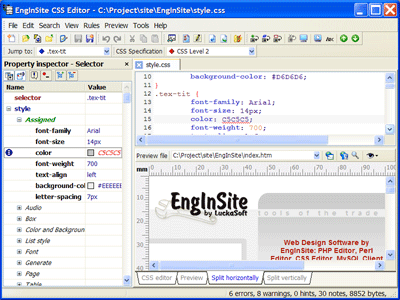 Capture d'écran de l'application EngInSite CSS Editor - #1