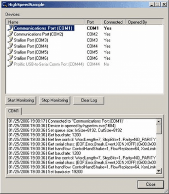 Capture d'écran de l'application Serial Port Monitoring Control v1.02 - #1