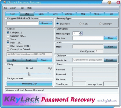 Capture d'écran de l'application KRyLack Password Recovery 1.60 - #1