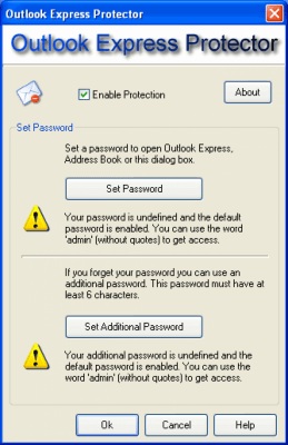 Capture d'écran de l'application Outlook Express Protector - #1