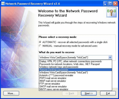 Capture d'écran de l'application Network Password Recovery Wizard - #1