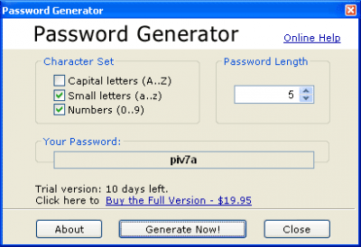 Capture d'écran de l'application Password Generator Software 2.3 - #1