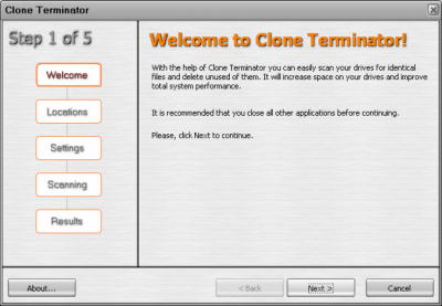 Capture d'écran de l'application Clone Terminator 1.22 - #1