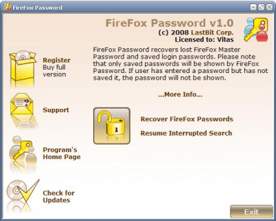 Capture d'écran de l'application LastBit FireFox Password Recovery - #1