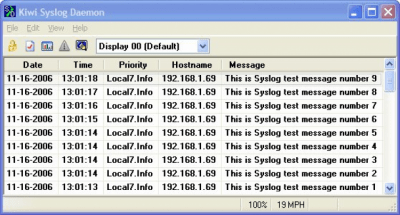 Capture d'écran de l'application SolarWinds Free Kiwi Syslog Server - #1