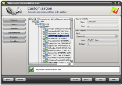 Capture d'écran de l'application DBConvert for SQLite and MSSQL - #1