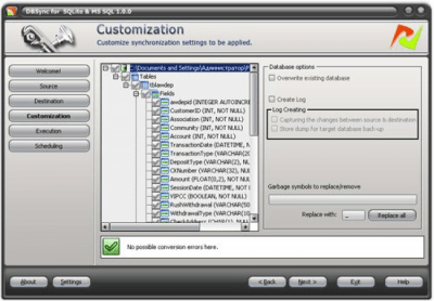 Capture d'écran de l'application DBSync for SQLite and MSSQL - #1