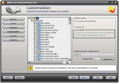 Capture d'écran de l'application DBSync for Firebird and MS SQL - #1