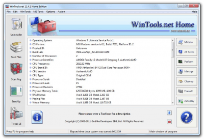 Capture d'écran de l'application WinTools.net Home Edition - #1