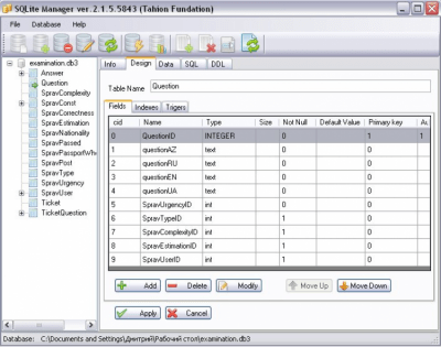 Capture d'écran de l'application Tahion SQLite Manager (cross platform) - #1