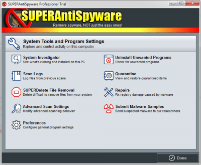 Capture d'écran de l'application SUPERAntiSpyware - #1