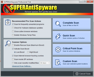 Capture d'écran de l'application SUPERAntiSpyware - #2