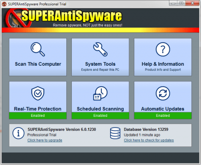 Capture d'écran de l'application SUPERAntiSpyware - #3