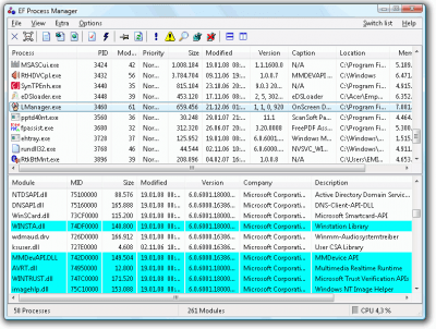 Capture d'écran de l'application EF Process Manager - #1