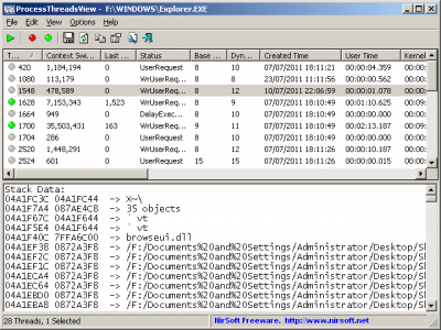 Capture d'écran de l'application ProcessThreadsView - #1