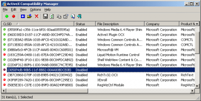 Capture d'écran de l'application ActiveX Compatibility Manager - #1