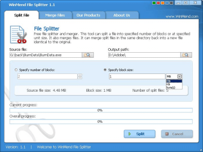 Capture d'écran de l'application WinMend File Splitter - #1