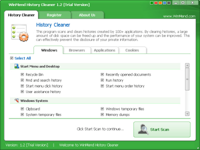 Capture d'écran de l'application WinMend History Cleaner - #1