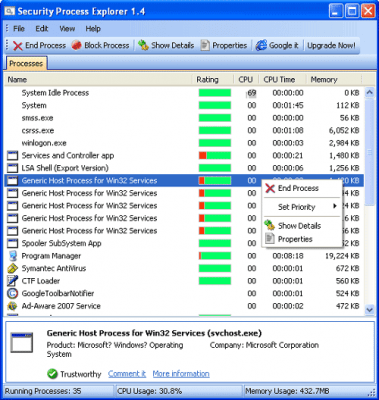 Capture d'écran de l'application Security Process Explorer - #1